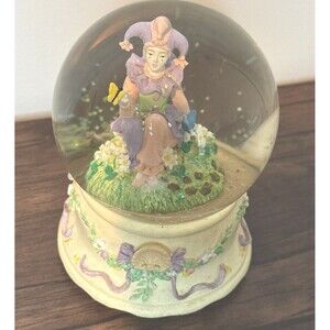 Vintage San Francisco Music Box Company Pastel Pretty Jester Clown Snow Globe